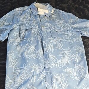 Chaps Blue and White Casual Button Down Shirt